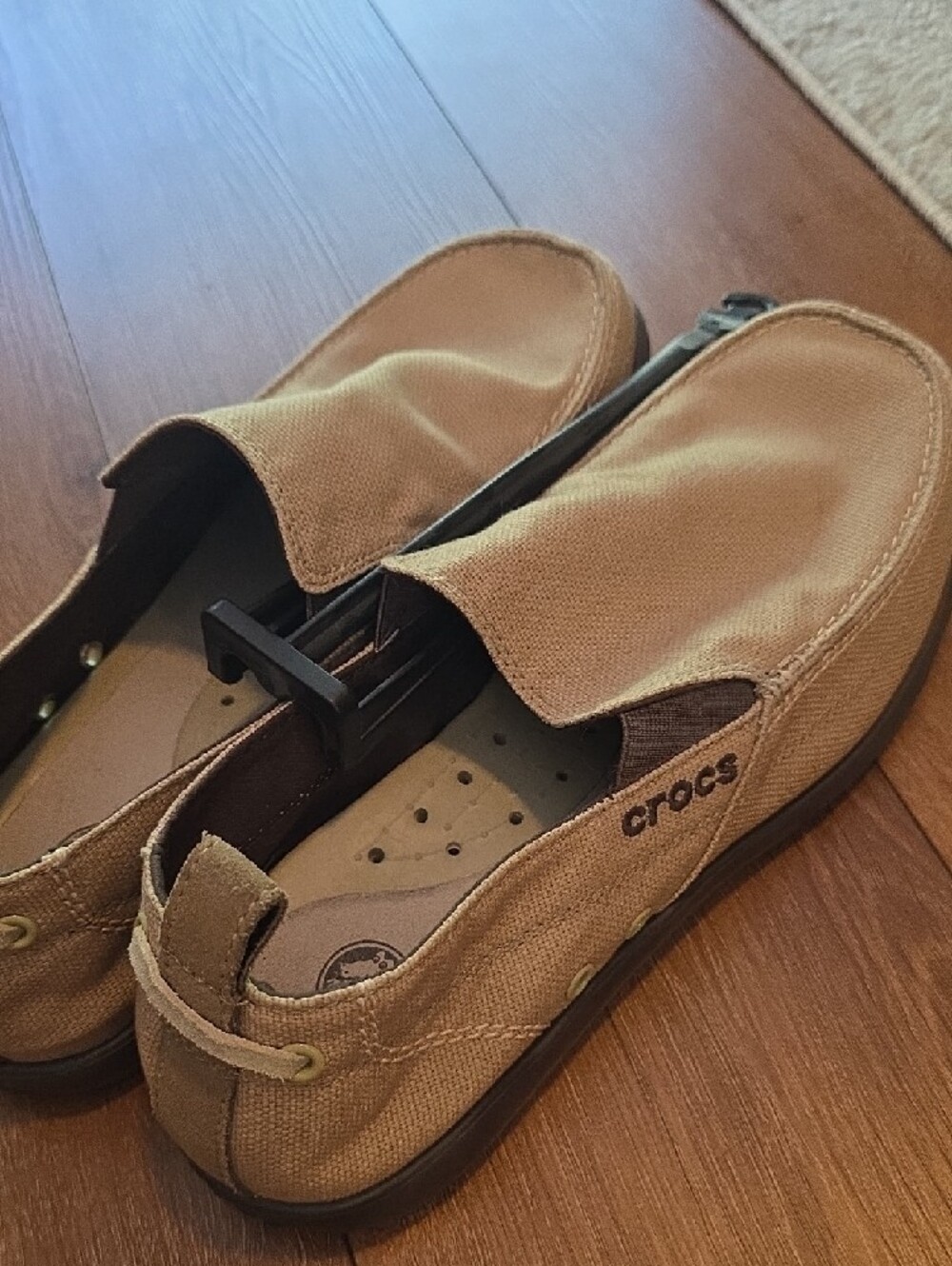 CROCS Men's Tan Slip-On Canvas Loafers - Picture 6 of 12